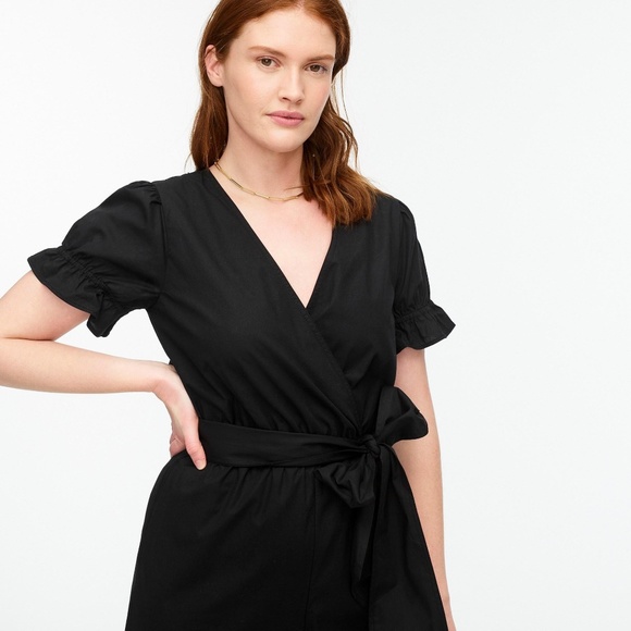 NWT J Crew Black Ruffle Stretch Cotton Poplin Jumpsuit - 4T - Picture 8 of 9